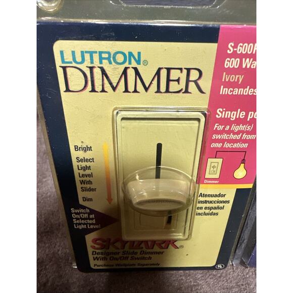 NIB Lutron Skylark Dimmer Switch S600PH -IV Ivory & S603PH AL Almond 600 Watts - Picture 3 of 13